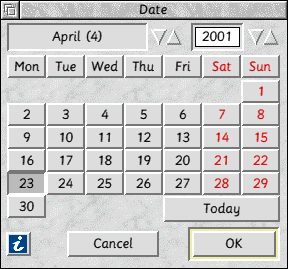 New date select window