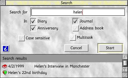 Search window