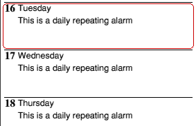 proper display of repeating alarms